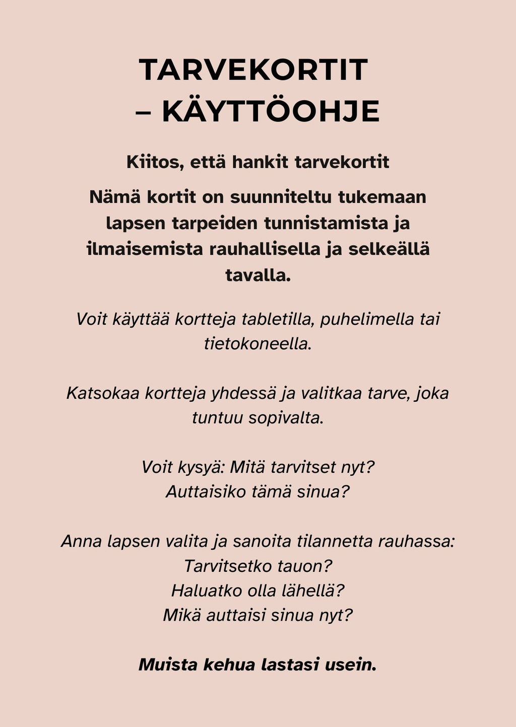 Tarvekortit – lapsen tarpeiden sanoittamiseen