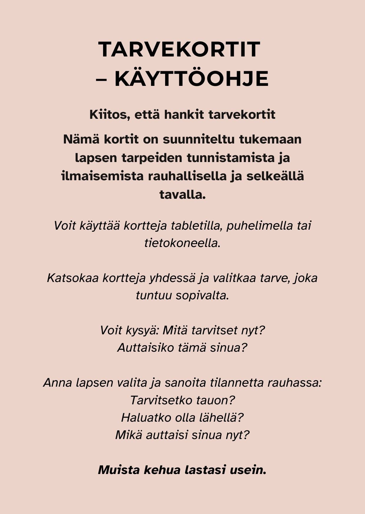 Tarvekortit – lapsen tarpeiden sanoittamiseen